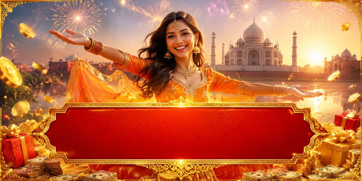 Enchanting Taj Mahal with casino entertainment glowing in India